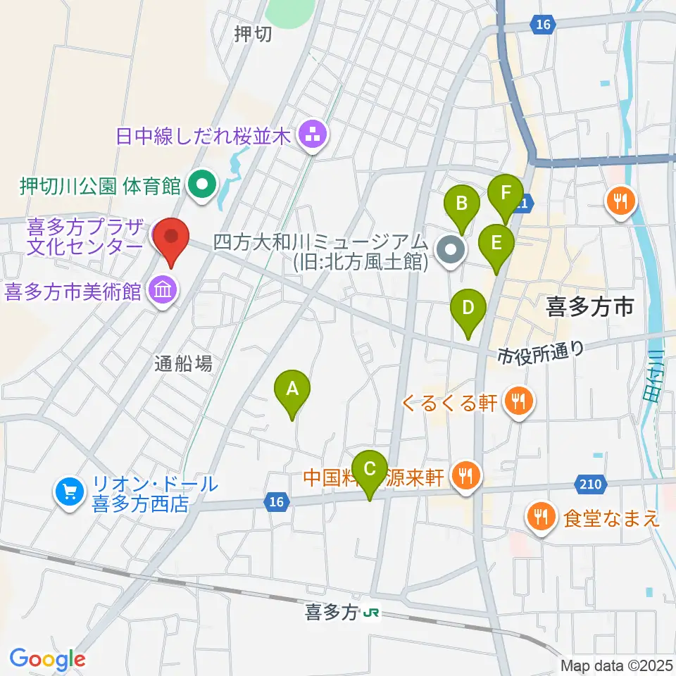 喜多方プラザ文化センター周辺のホテル一覧地図