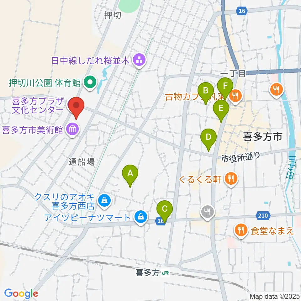 喜多方プラザ文化センター周辺のホテル一覧地図