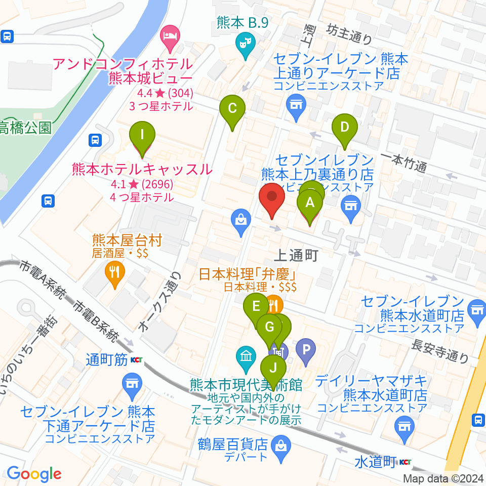 大谷楽器店周辺のホテル一覧地図