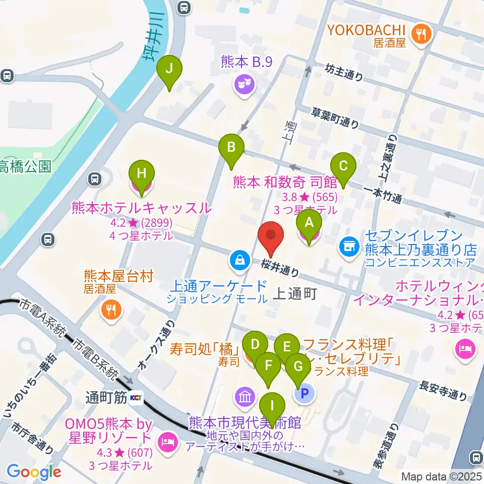 大谷楽器店周辺のホテル一覧地図