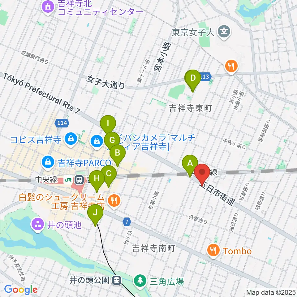 吉祥寺櫂スタジオ周辺のホテル一覧地図