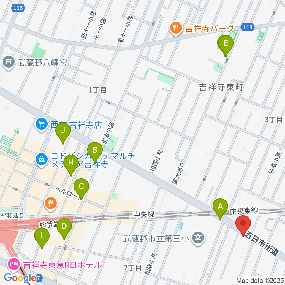 吉祥寺櫂スタジオ周辺のホテル一覧地図