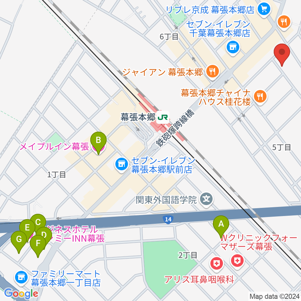 ミュージックスクールジャズン周辺のホテル一覧地図