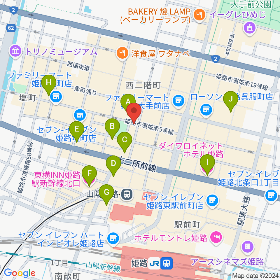 姫路ライラ周辺のホテル一覧地図