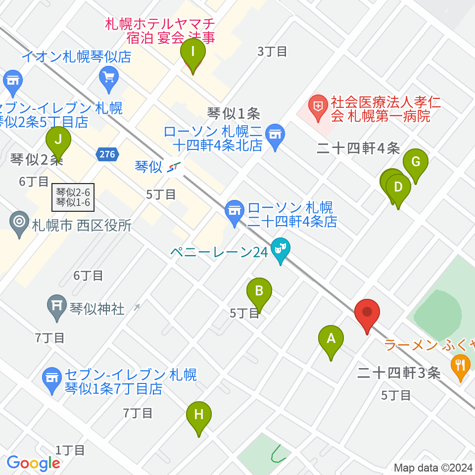 琴似Burn周辺のホテル一覧地図