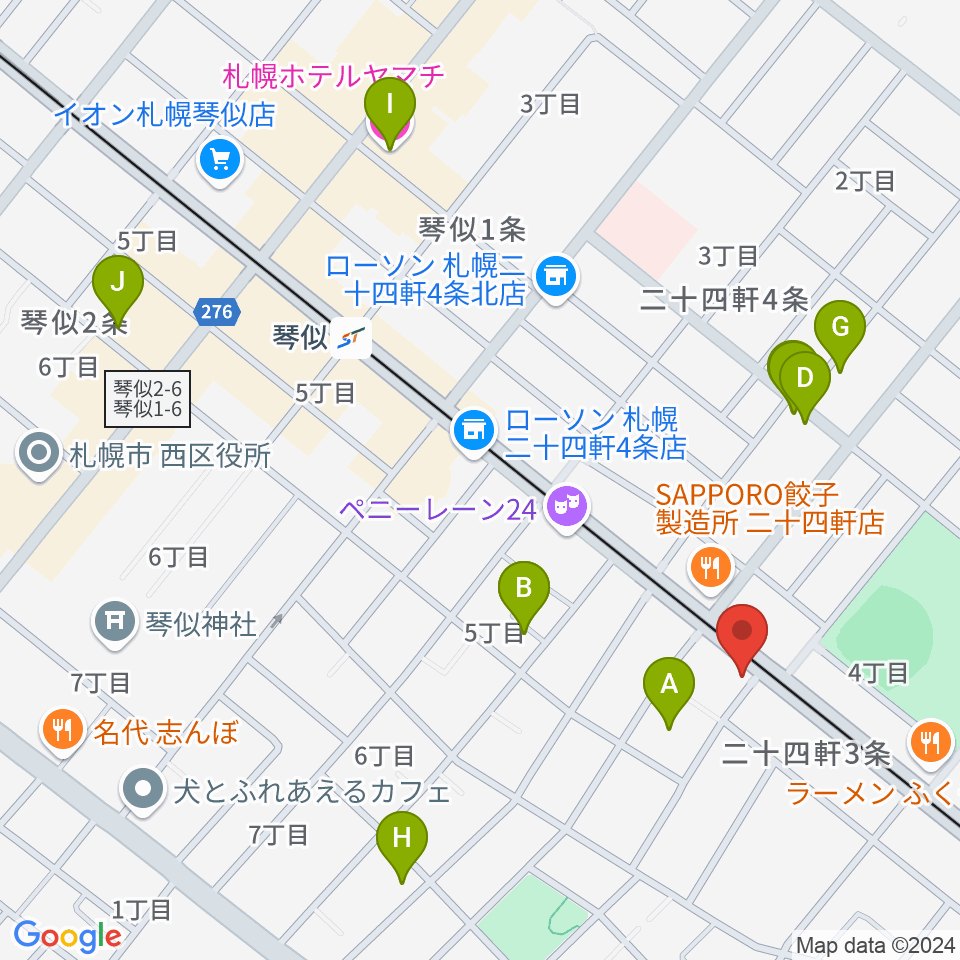 琴似Burn周辺のホテル一覧地図