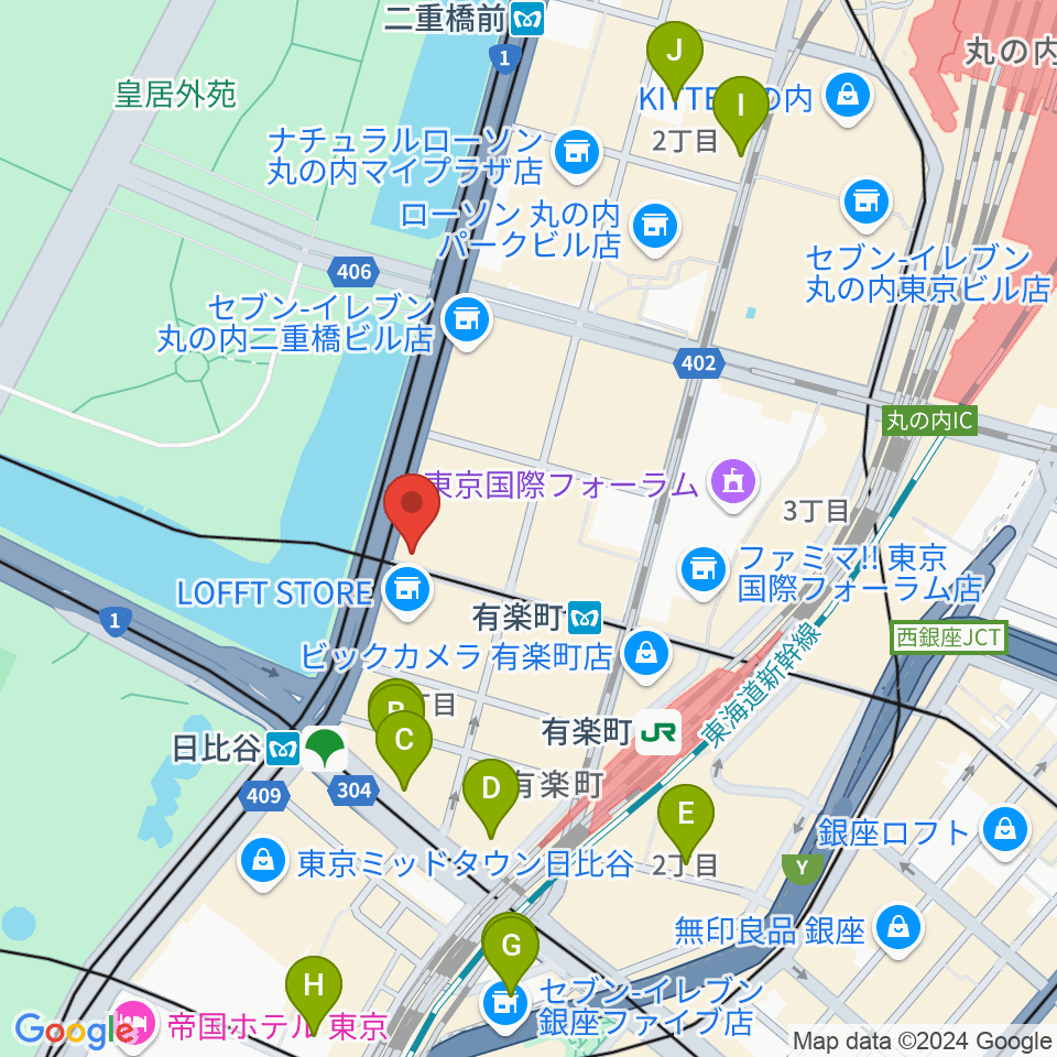 帝国劇場周辺のホテル一覧地図