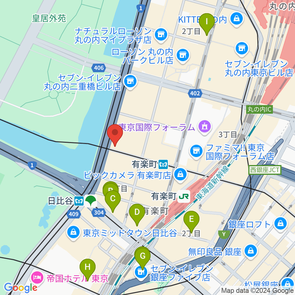 帝国劇場周辺のホテル一覧地図