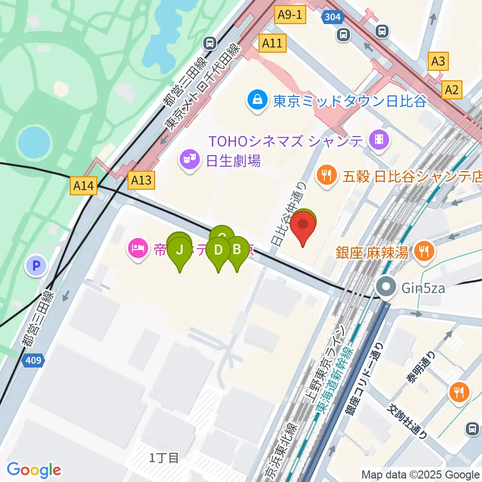 シアタークリエ周辺のホテル一覧地図