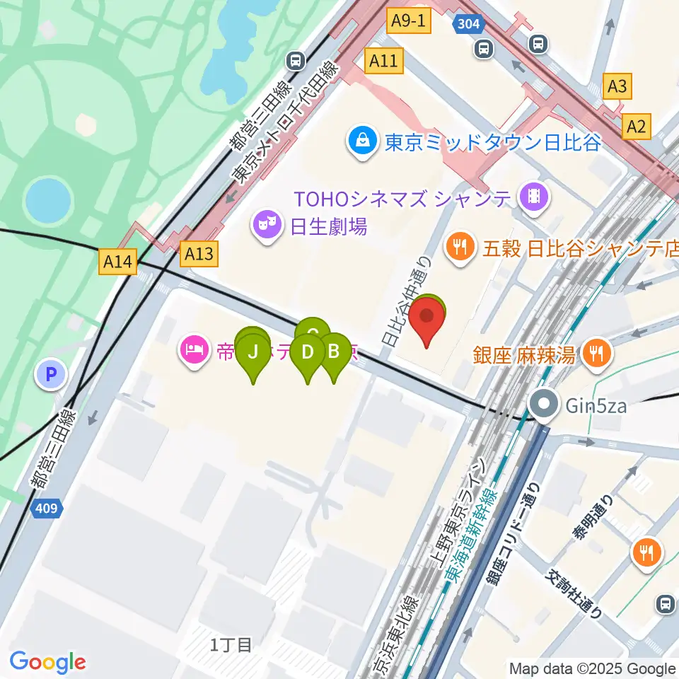 シアタークリエ周辺のホテル一覧地図