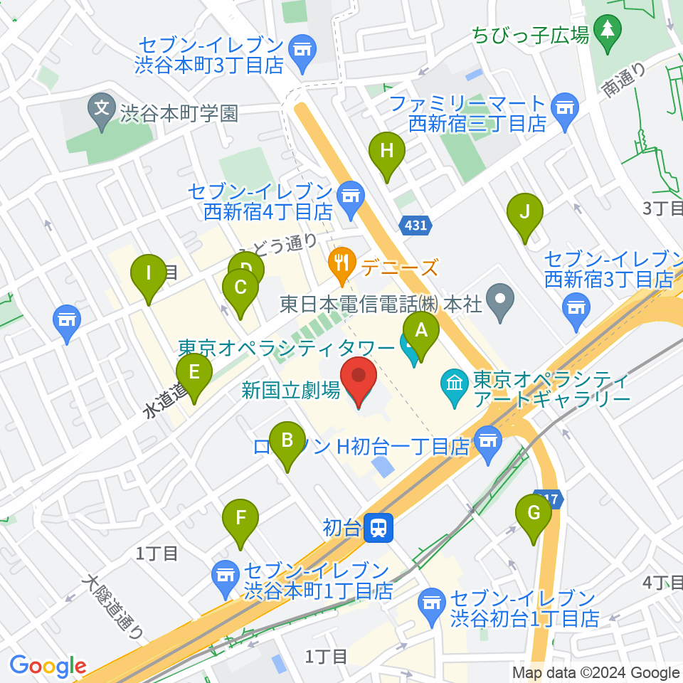 新国立劇場周辺のホテル一覧地図