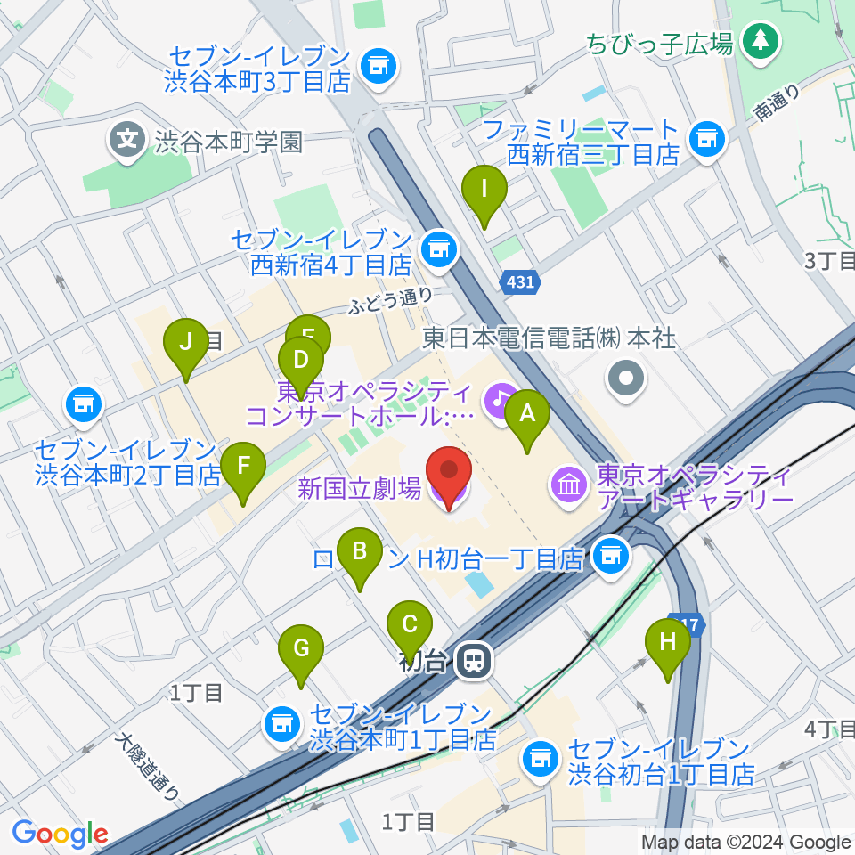 新国立劇場周辺のホテル一覧地図