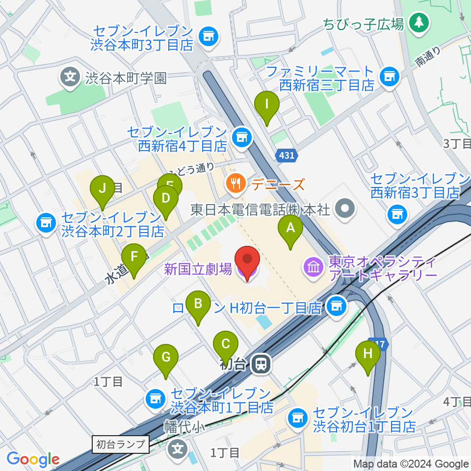 新国立劇場周辺のホテル一覧地図