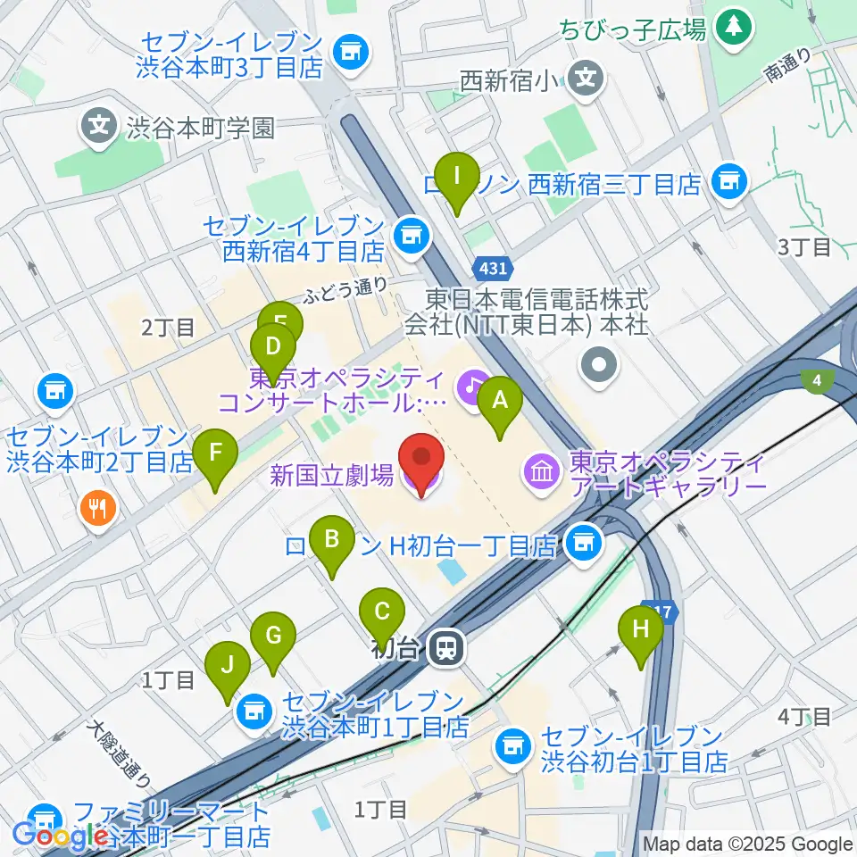 新国立劇場周辺のホテル一覧地図