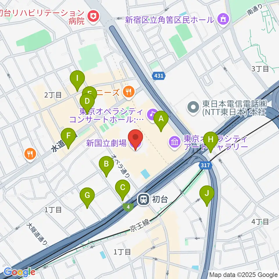 新国立劇場周辺のホテル一覧地図