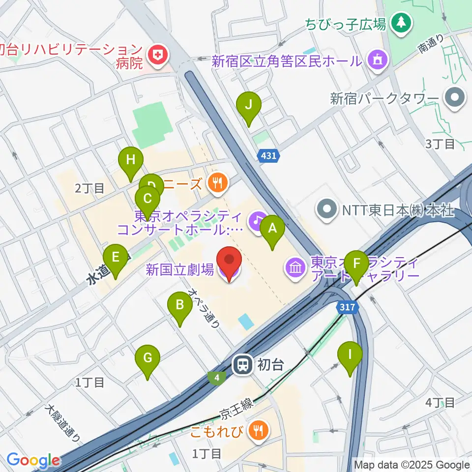 新国立劇場周辺のホテル一覧地図