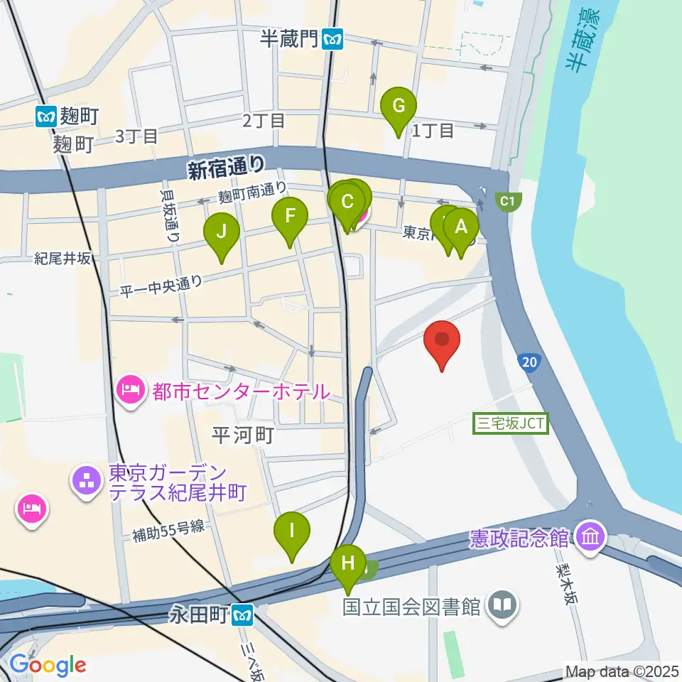 国立劇場周辺のホテル一覧地図