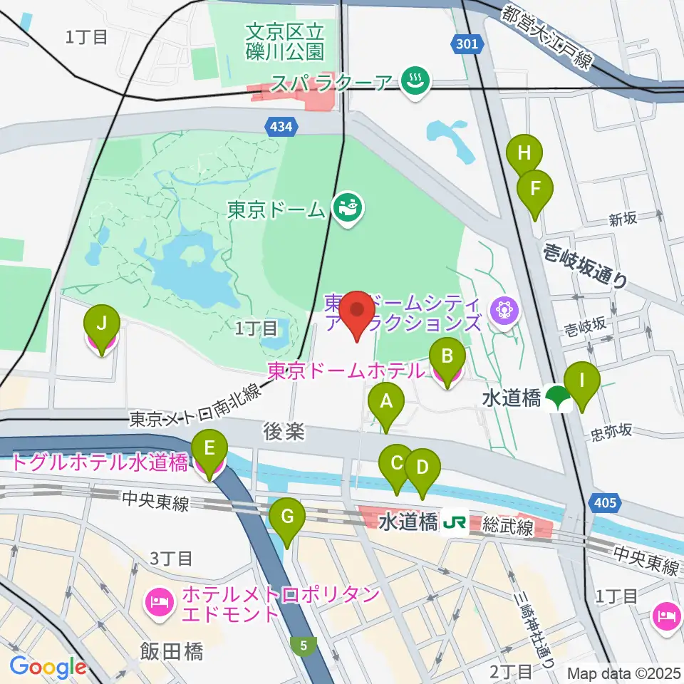 後楽園ホール周辺のホテル一覧地図