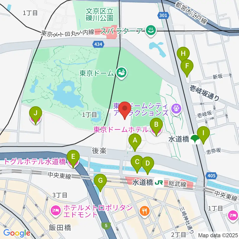 後楽園ホール周辺のホテル一覧地図
