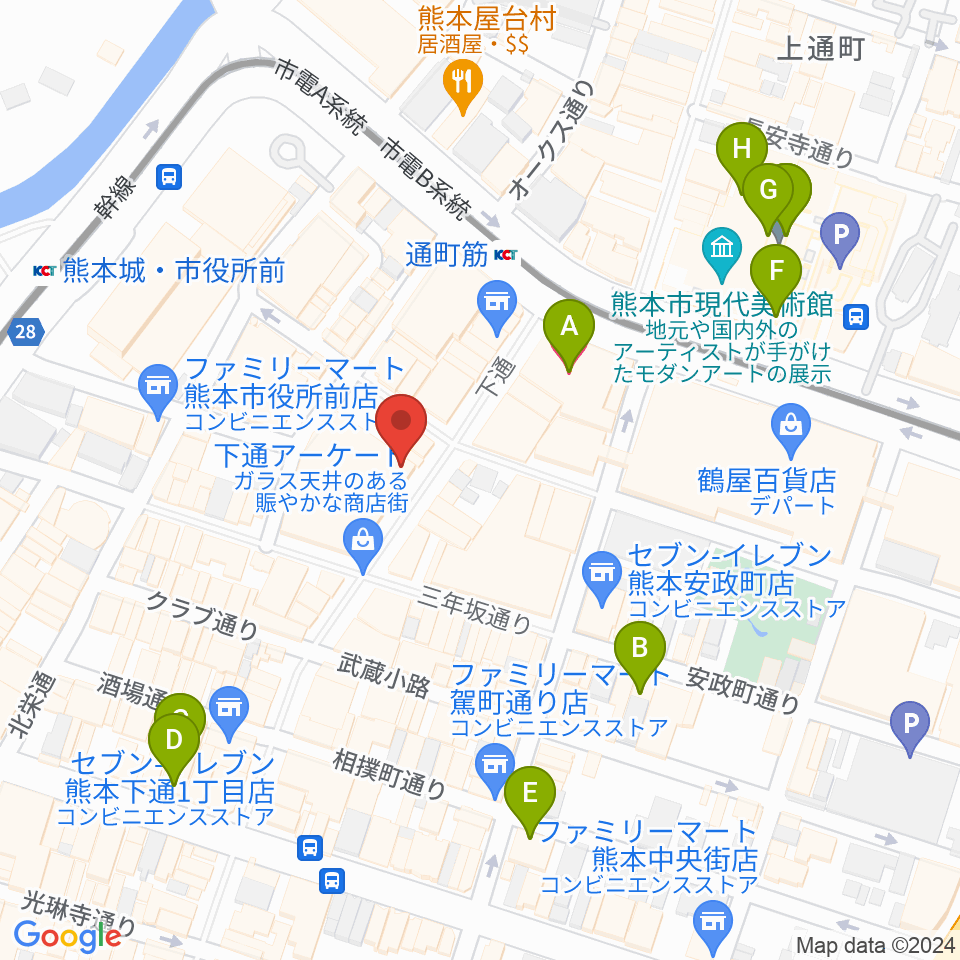 島村楽器 COCOSA熊本店周辺のホテル一覧地図