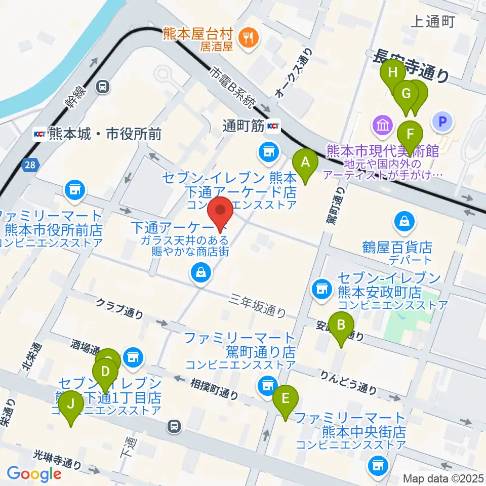 島村楽器 COCOSA熊本店周辺のホテル一覧地図