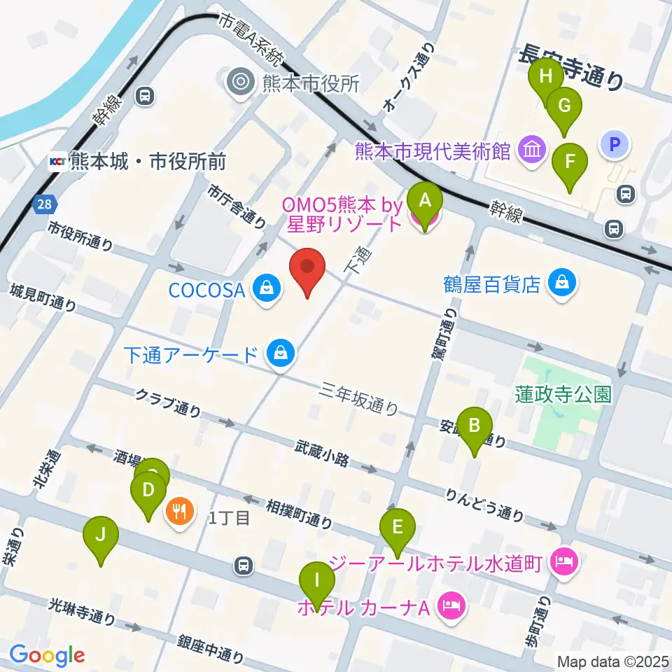 島村楽器 COCOSA熊本店周辺のホテル一覧地図