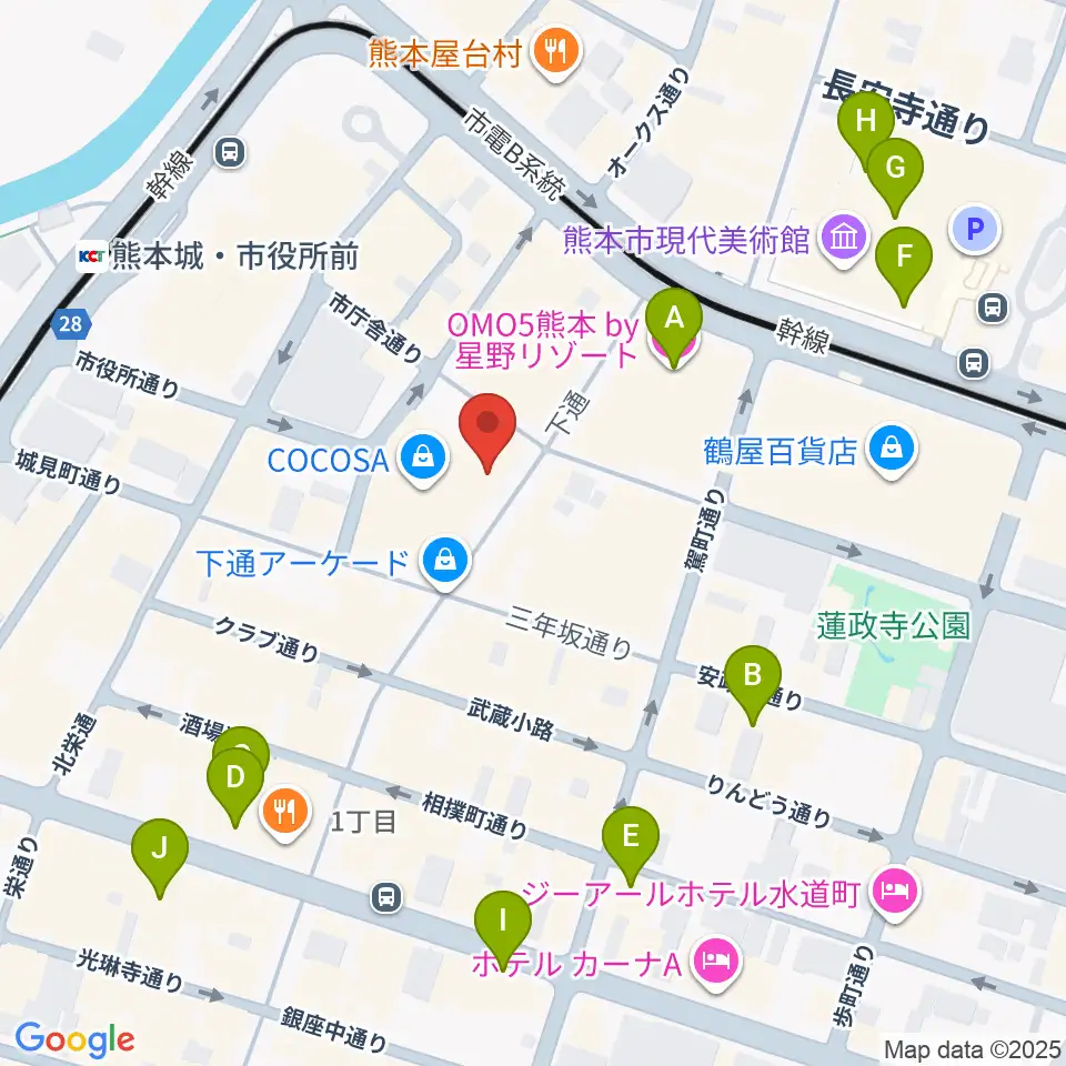 島村楽器 COCOSA熊本店周辺のホテル一覧地図