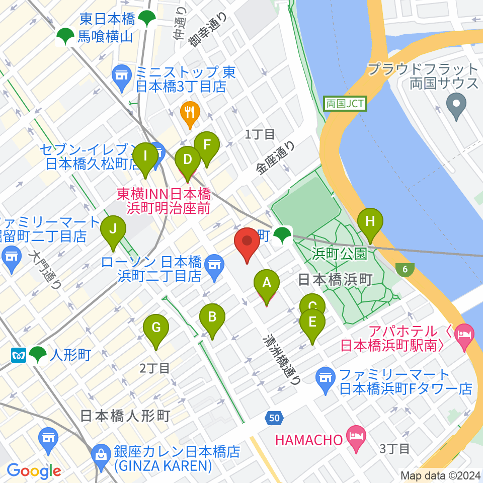 明治座周辺のホテル一覧地図