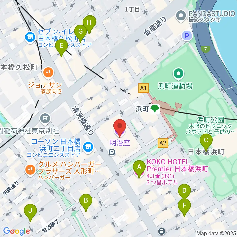 明治座周辺のホテル一覧地図