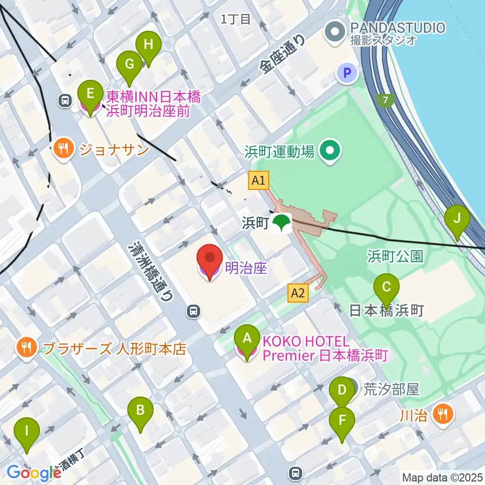 明治座周辺のホテル一覧地図