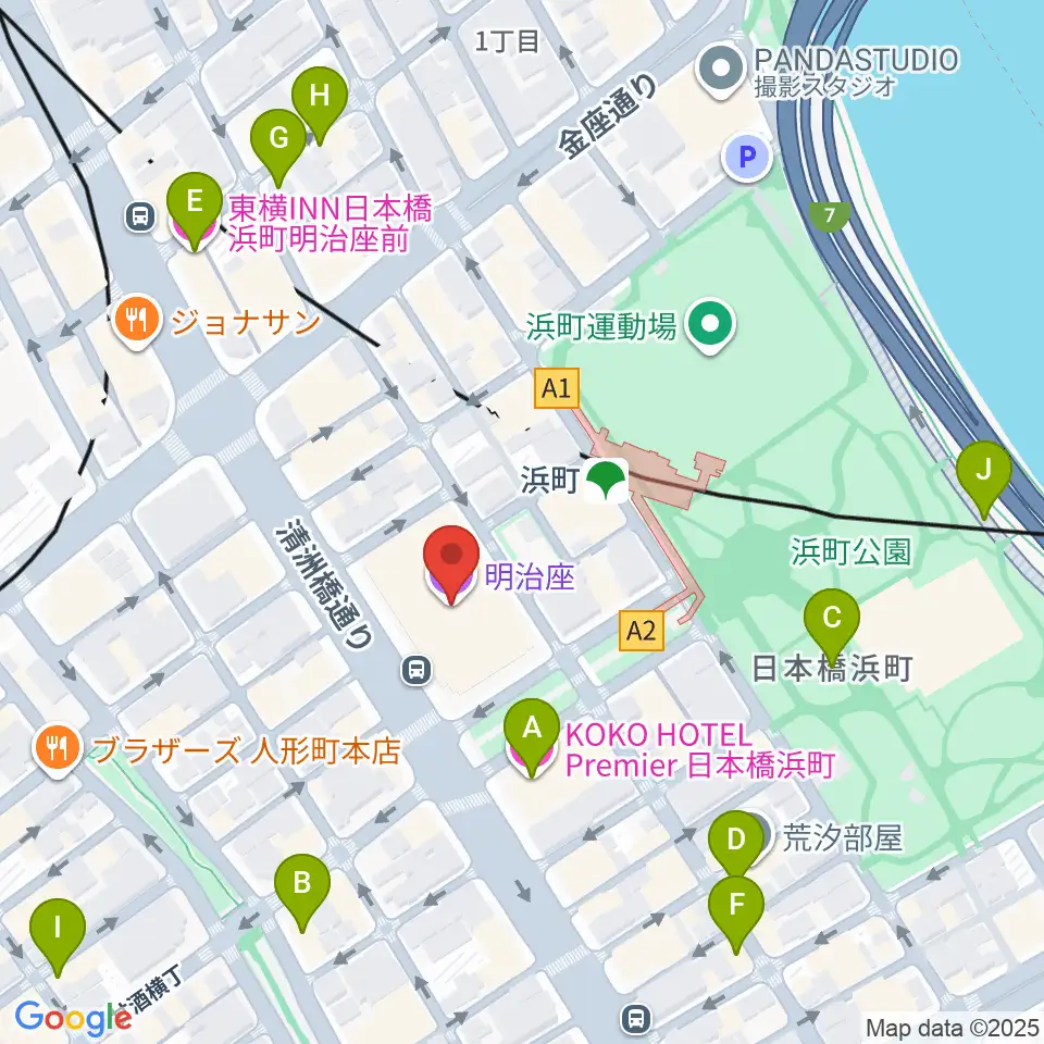 明治座周辺のホテル一覧地図