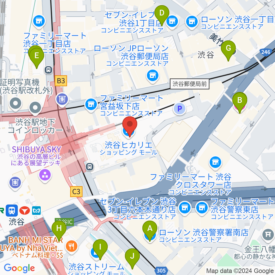 渋谷ヒカリエホール周辺のホテル一覧地図