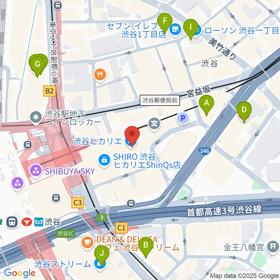 渋谷ヒカリエホール周辺のホテル一覧地図