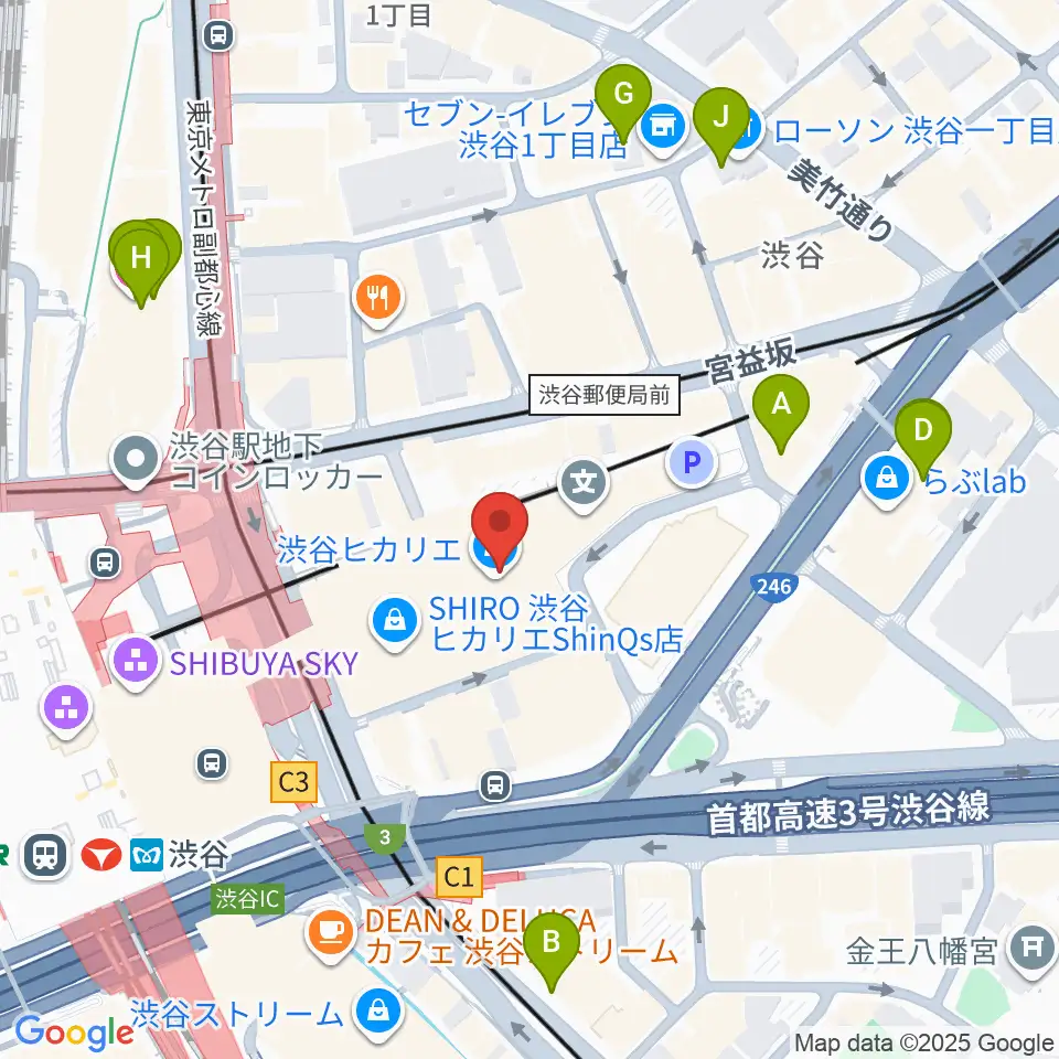 渋谷ヒカリエホール周辺のホテル一覧地図