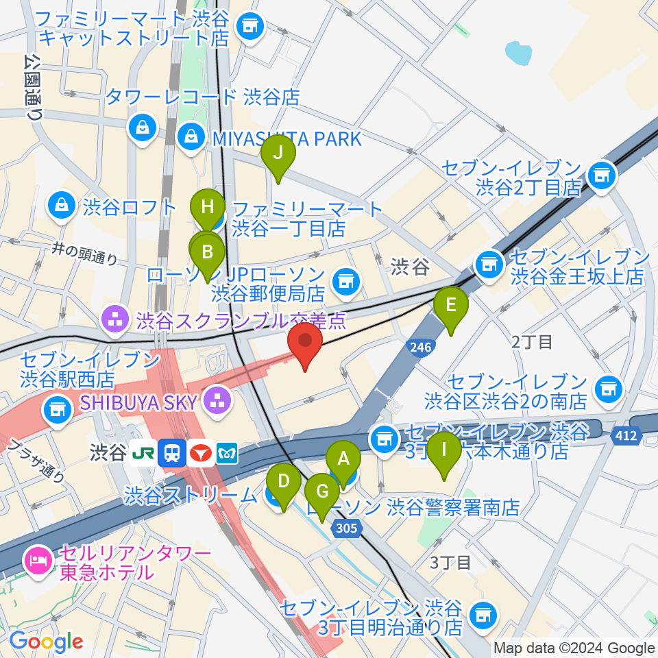 渋谷ヒカリエ 8/（ハチ）周辺のホテル一覧地図