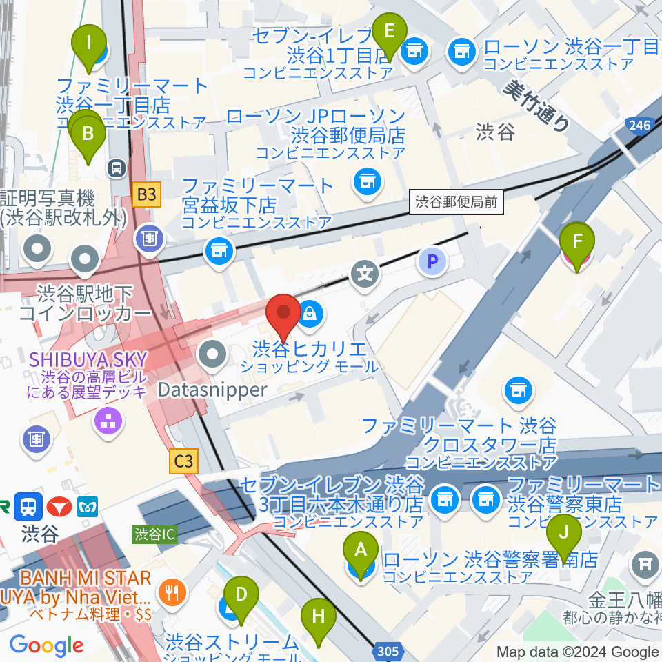 渋谷ヒカリエ 8/（ハチ）周辺のホテル一覧地図