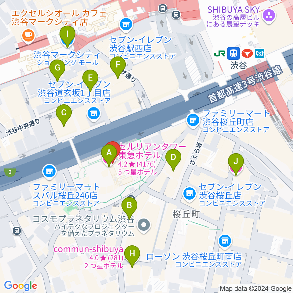 セルリアンタワー能楽堂周辺のホテル一覧地図