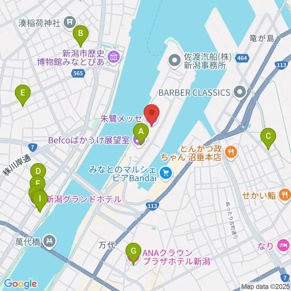 朱鷺メッセ周辺のホテル一覧地図