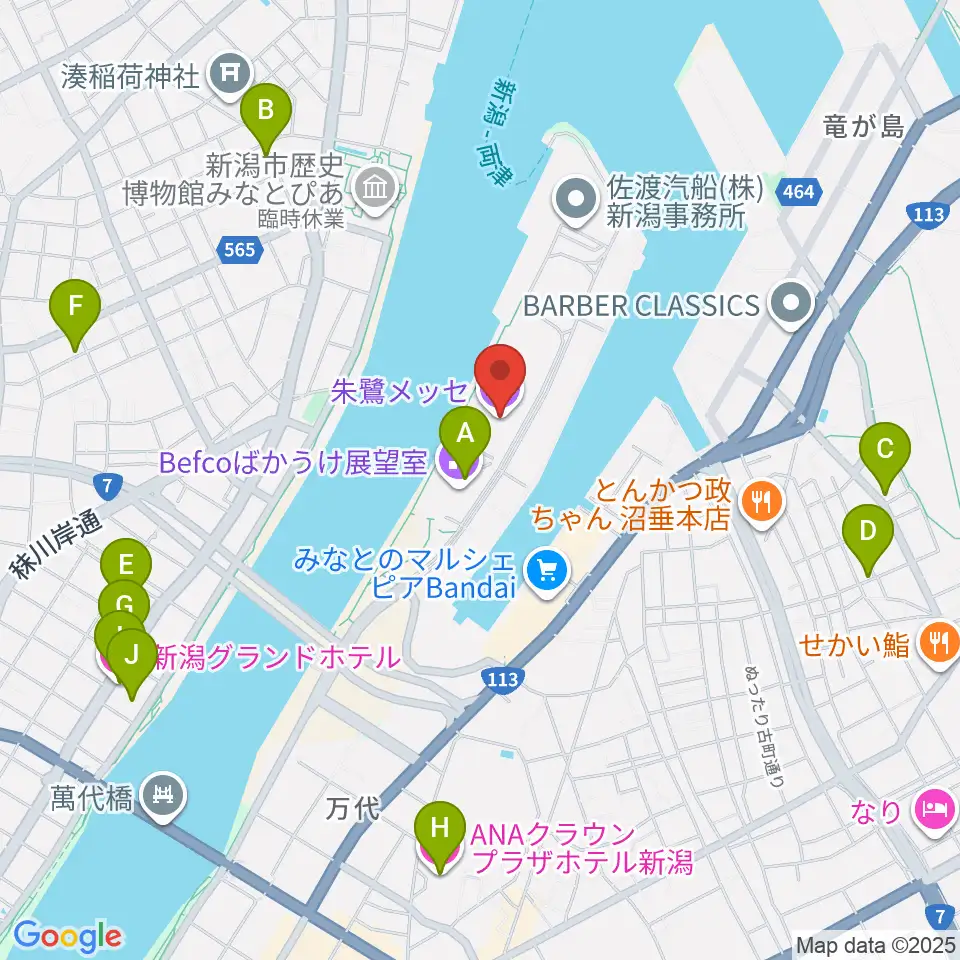 朱鷺メッセ周辺のホテル一覧地図