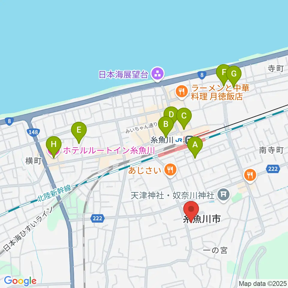糸魚川市民会館周辺のホテル一覧地図