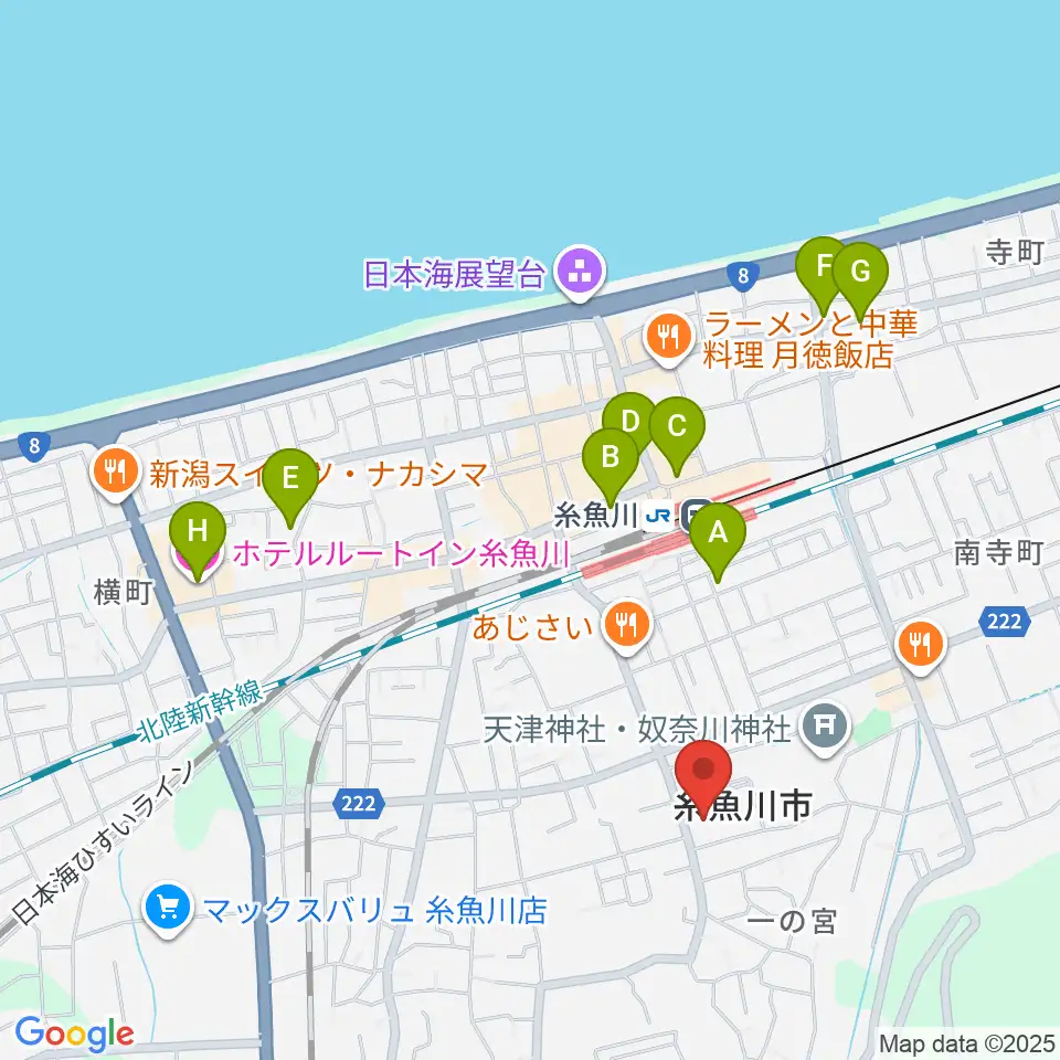 糸魚川市民会館周辺のホテル一覧地図