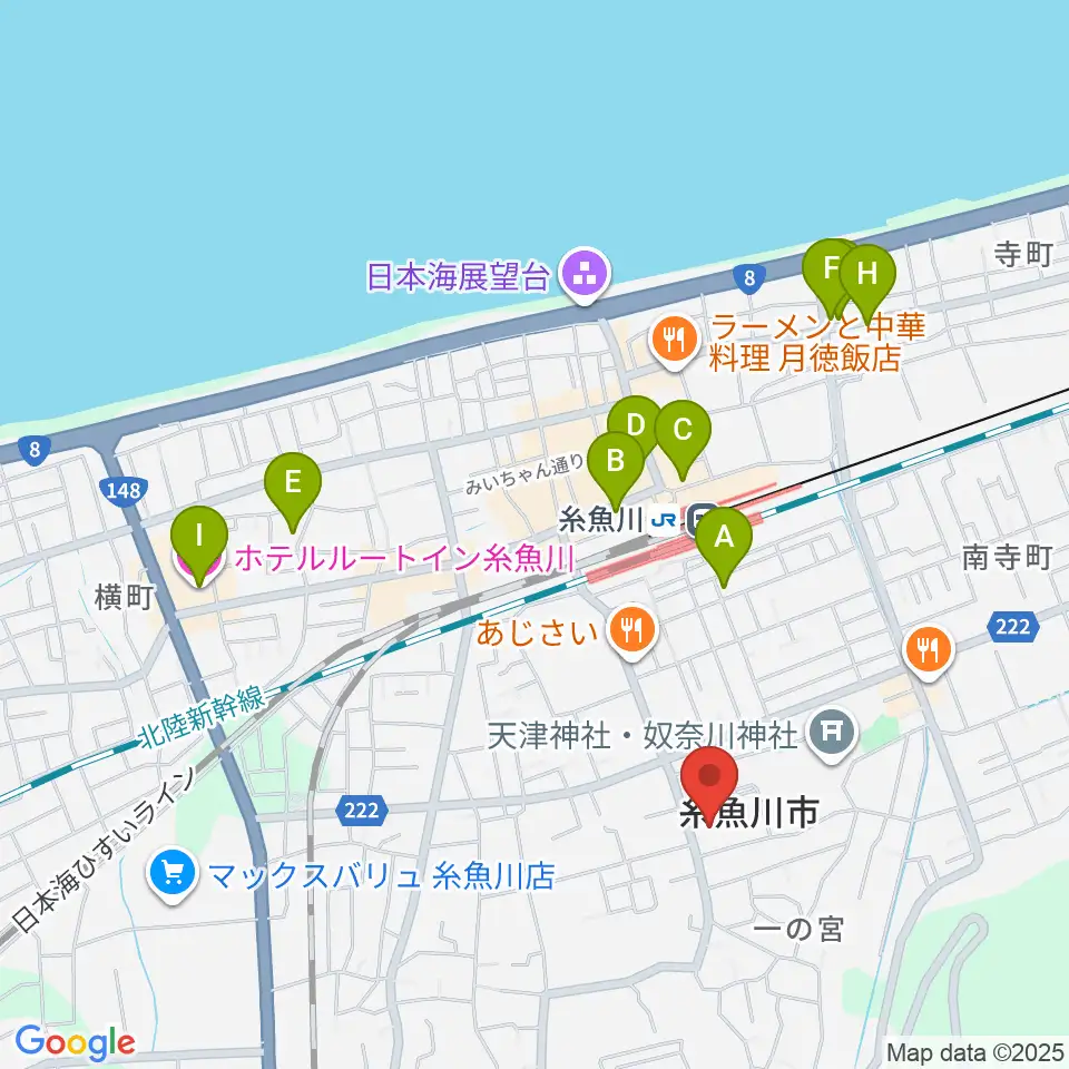 糸魚川市民会館周辺のホテル一覧地図