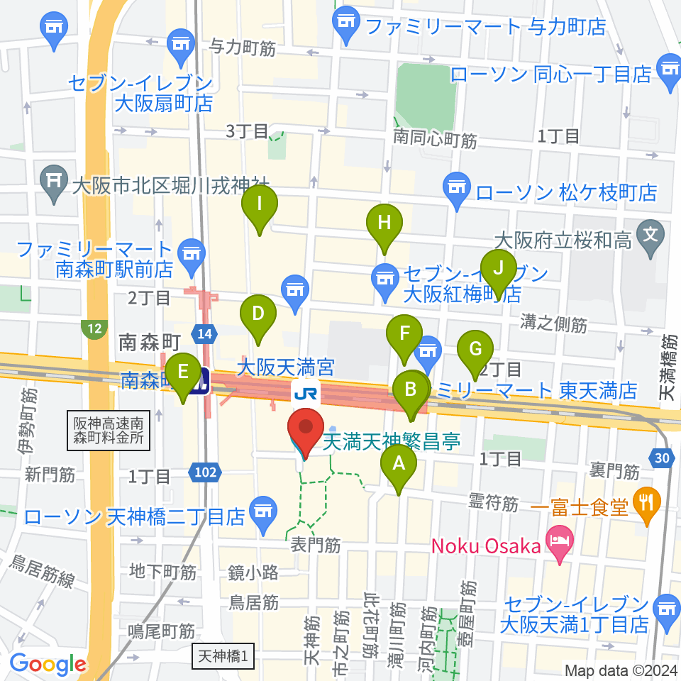 天満天神繁昌亭周辺のホテル一覧地図