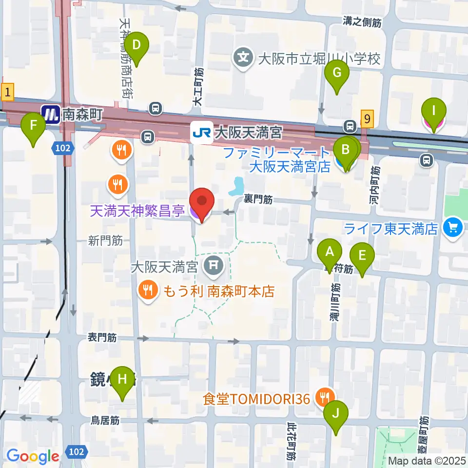 天満天神繁昌亭周辺のホテル一覧地図