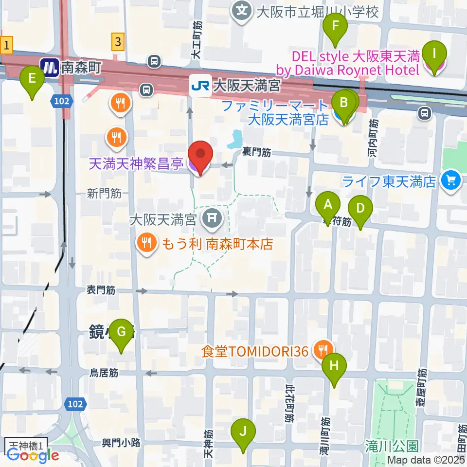 天満天神繁昌亭周辺のホテル一覧地図