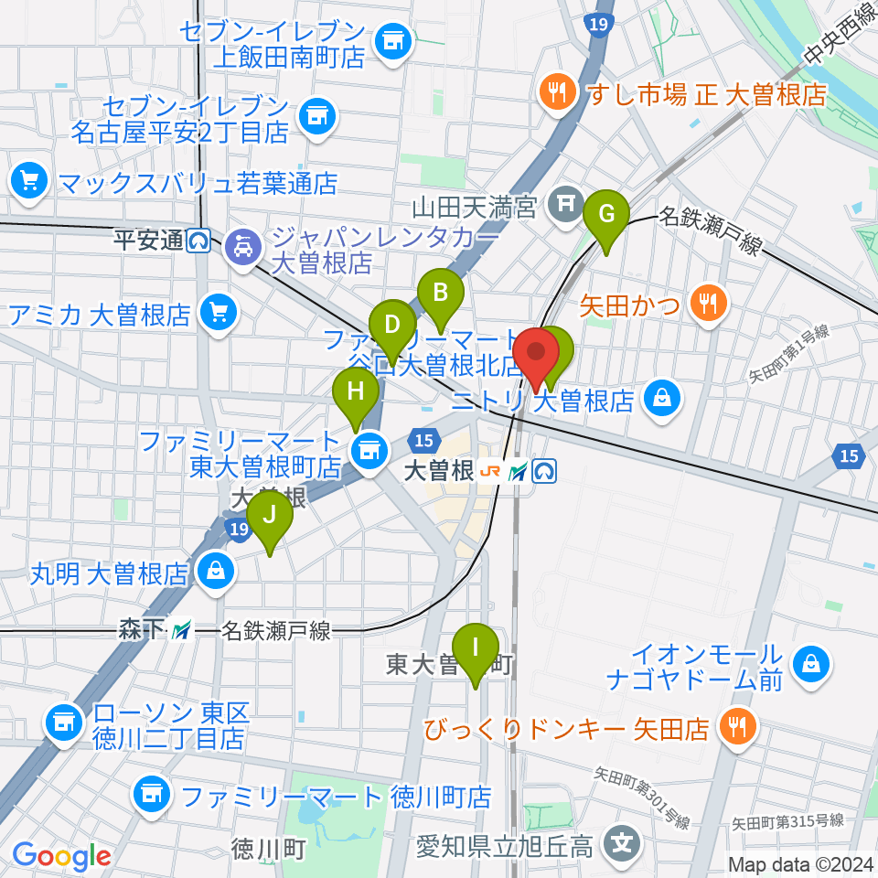 名古屋 新堀ギター音楽院 大曽根教室周辺のホテル一覧地図