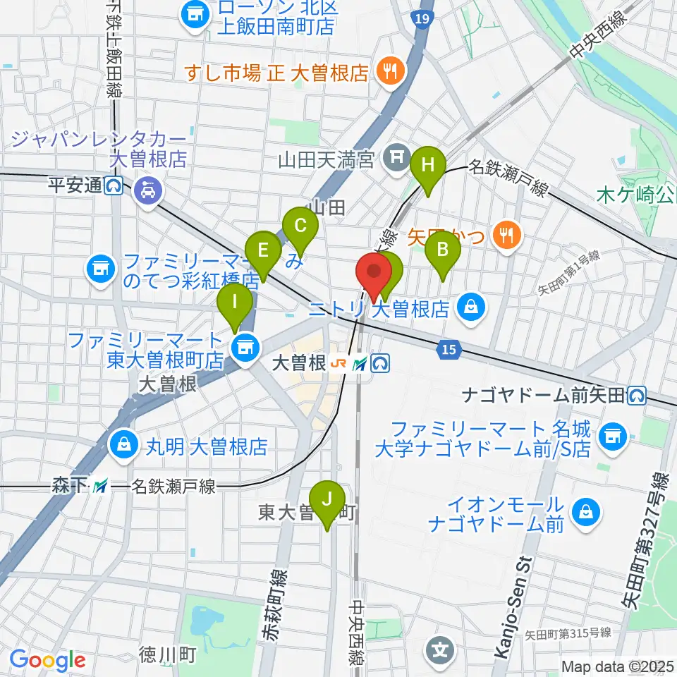 名古屋 新堀ギター音楽院 大曽根教室周辺のホテル一覧地図