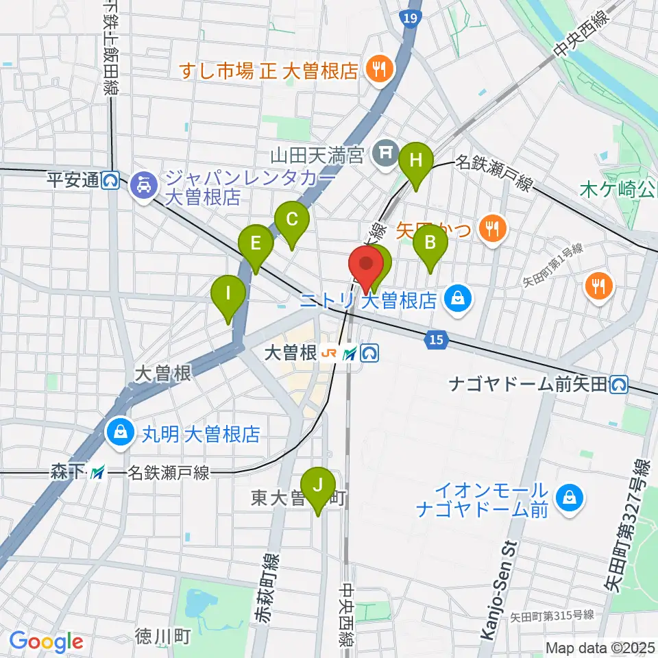 名古屋 新堀ギター音楽院 大曽根教室周辺のホテル一覧地図