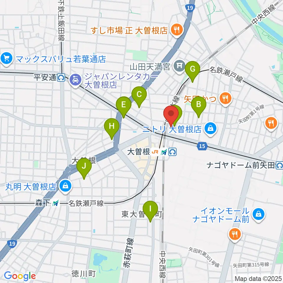 名古屋 新堀ギター音楽院 大曽根教室周辺のホテル一覧地図