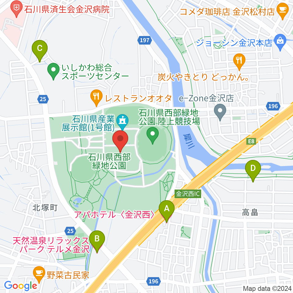 石川県産業展示館1・2・3号館周辺のホテル一覧地図